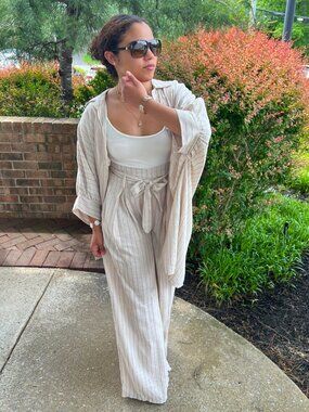 Oatmeal Melange Hi Waisted Pants